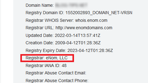 eNom登録のドメインのWhois