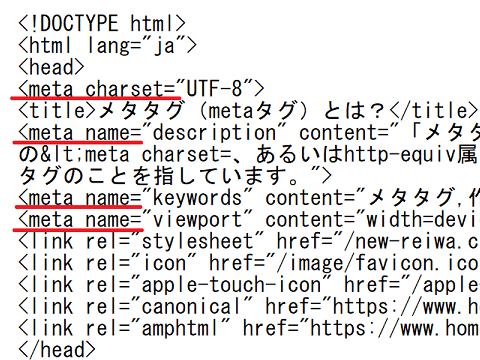 メタタグの記述箇所