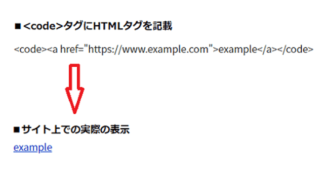 codeタグにHTMLタグを記載した例