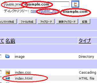 コアサーバーのルートディレクトリ