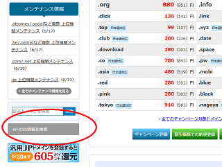 バリュードメインのwhois検索